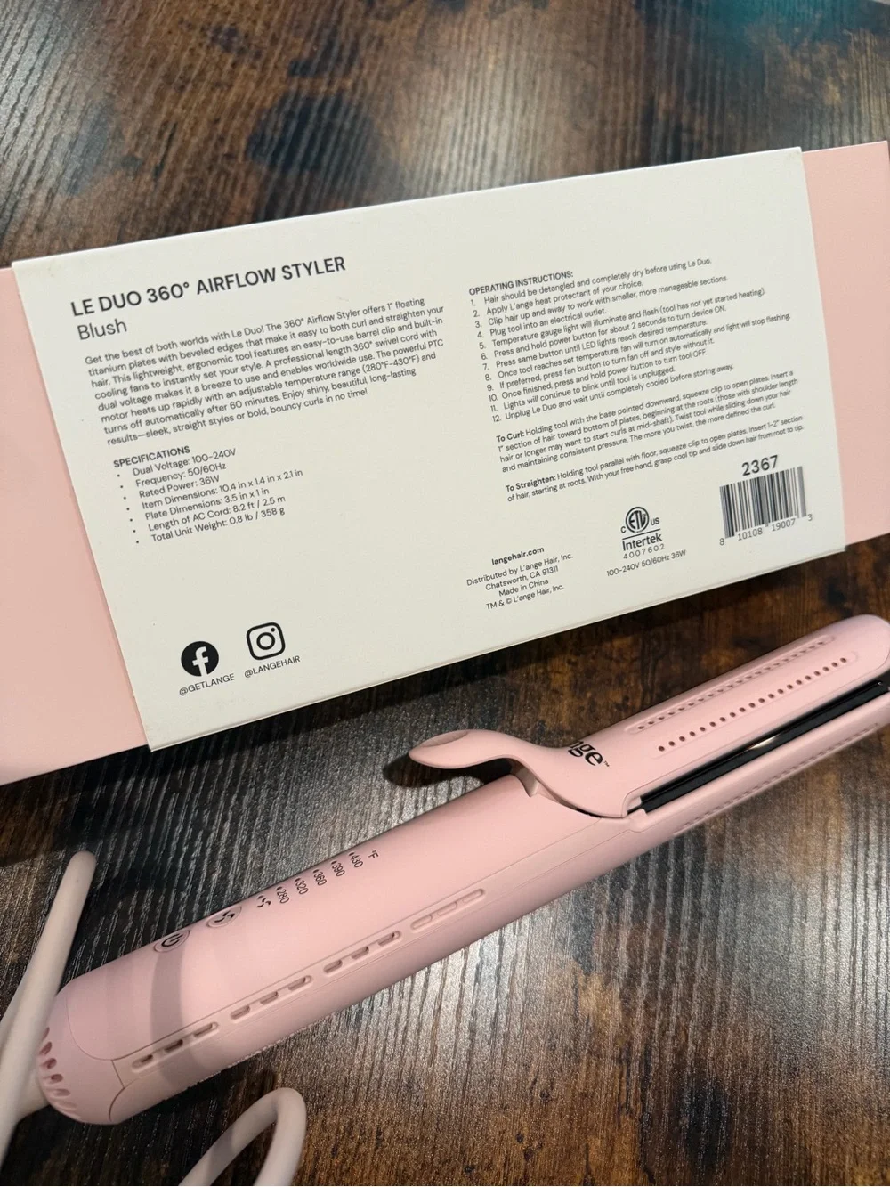 L’ange LE DUO 360° Airflow Styler - Blush Pink